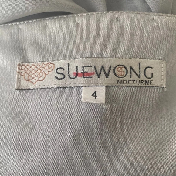 Sue Wong Platinum Beaded Long Formal Dress Gown Womens Size 4 - Picture 7 of 10